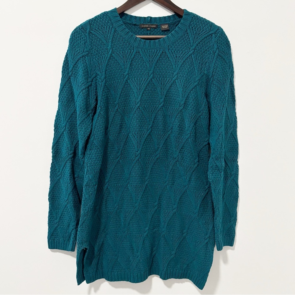 Jeanne‎ Pierre Womens Crewneck Cable Knit Sweater Cotton Size Medium